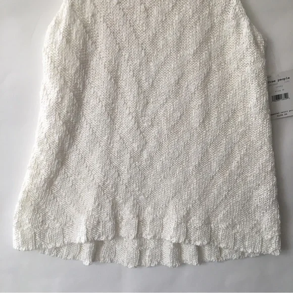 Free People Chevron Tank top Knit Sweater Ivory Size Medium - Picture 6 of 14